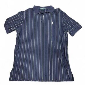 Vintage Polo by Ralph Lauren Men's Blue Striped Polo Shirt